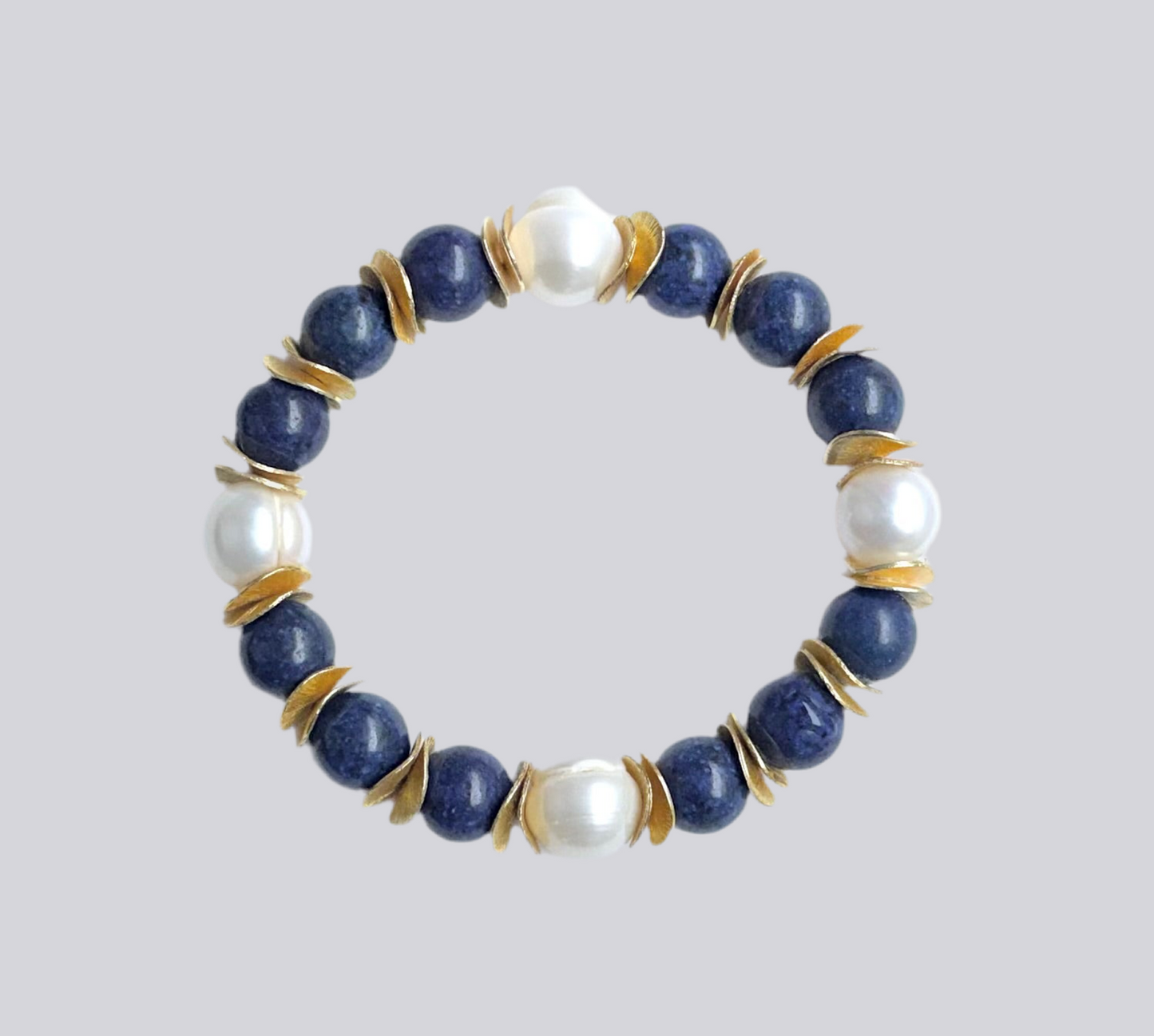 Lapis Lazuli & Pearl Beaded Bracelet
