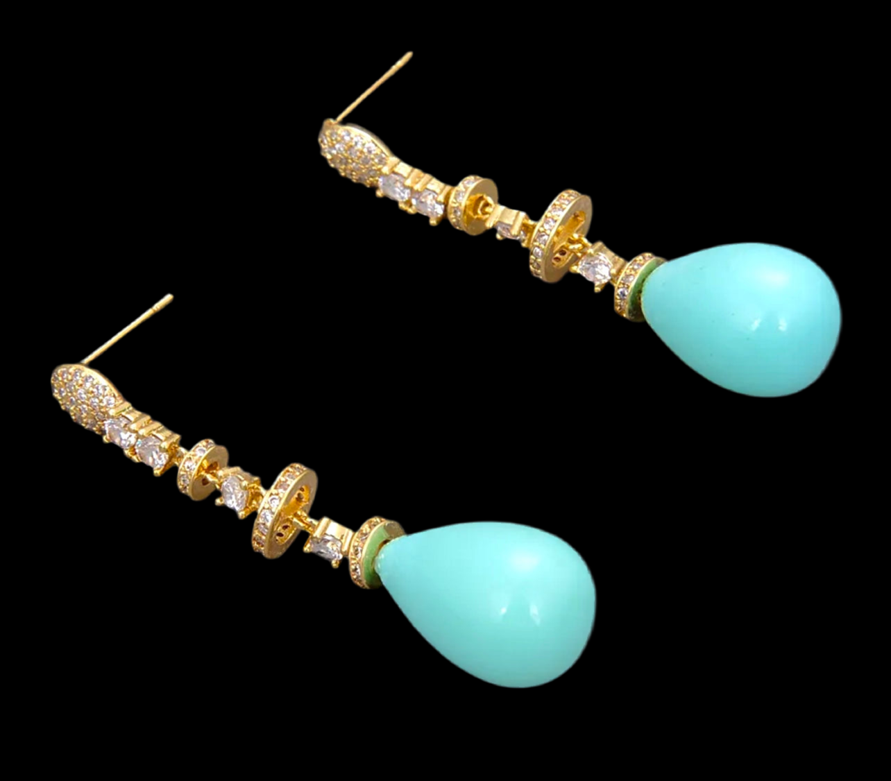 Sleeping Beauty Turquoise Dangle Earrings 1.8”