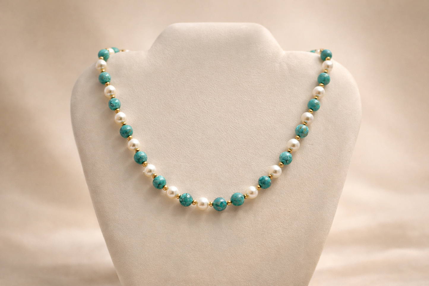 Amalfi Pearl & Turquoise Necklace – Coastal Luxury Collection