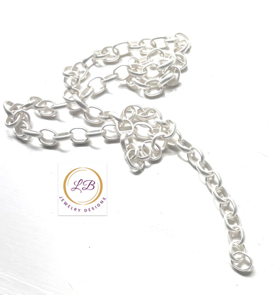 Chic Matte Silver & Gold Chunky Chain Necklace 18