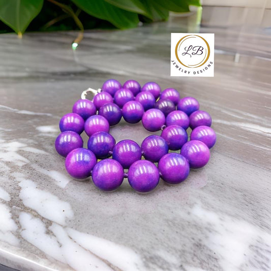 Royal Purple Sugilite Gemstone Double-Knotted Statement Necklace 18