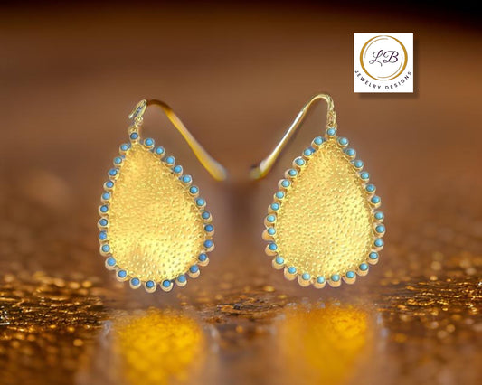 22k Gold Vermeil Turquoise Statement Dangle Earrings