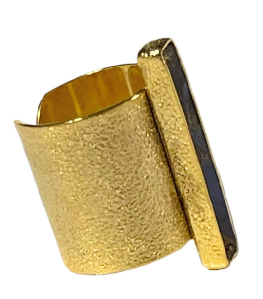 Lapis and 24k Gold Vermeil Cigar Adjustable Ring