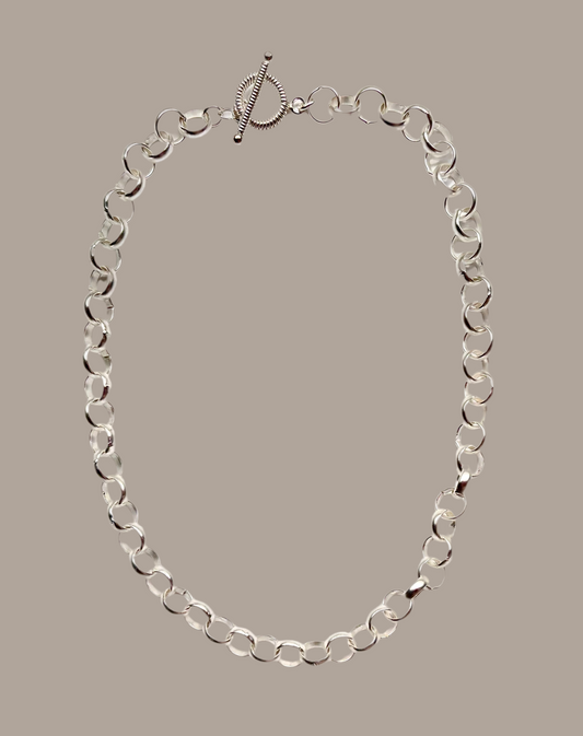 Matte Silver Rolo Cable Chain 10mm Toggle Chain Necklace 18”