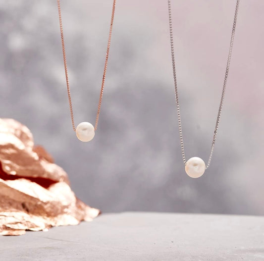 Floating Freshwater White Pearl 18k Gold-filled Chain Necklace 20