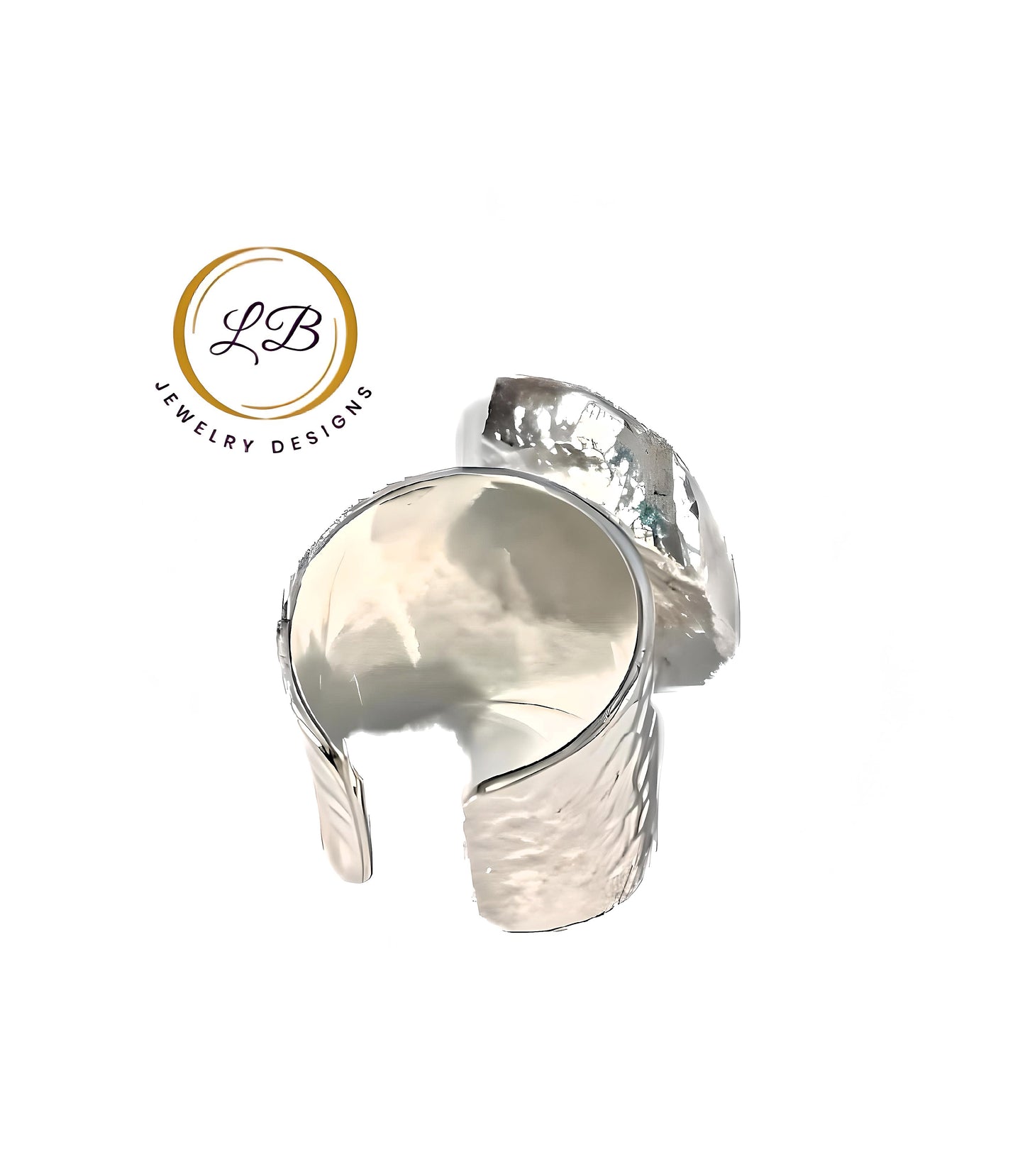 Purple Solar Geode Silver Adjustable Cigar Ring