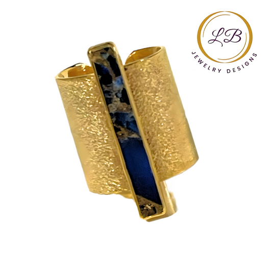 Lapis and 24k Gold Vermeil Cigar Adjustable Ring