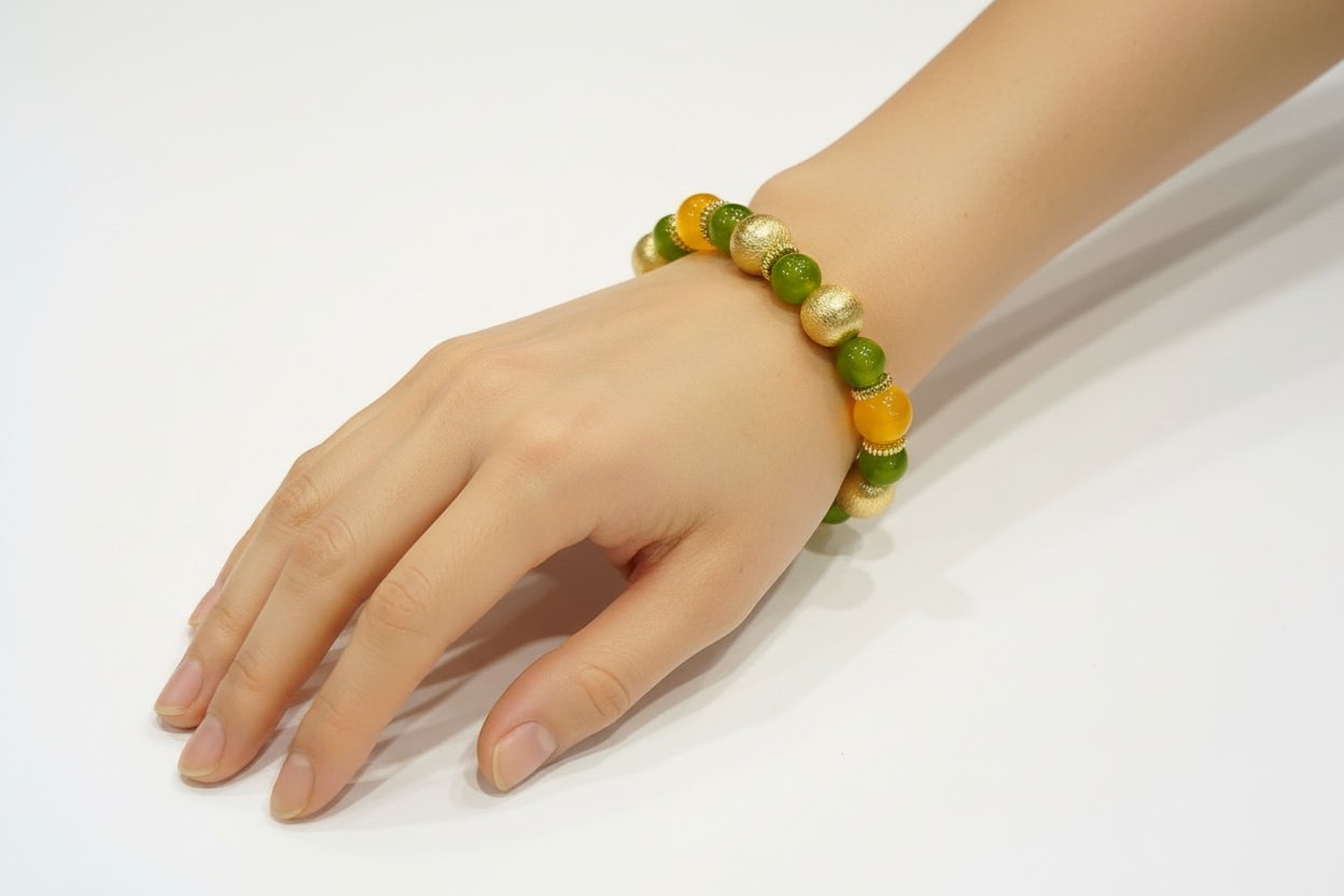 Green Jade & Onyx Beaded Bracelet