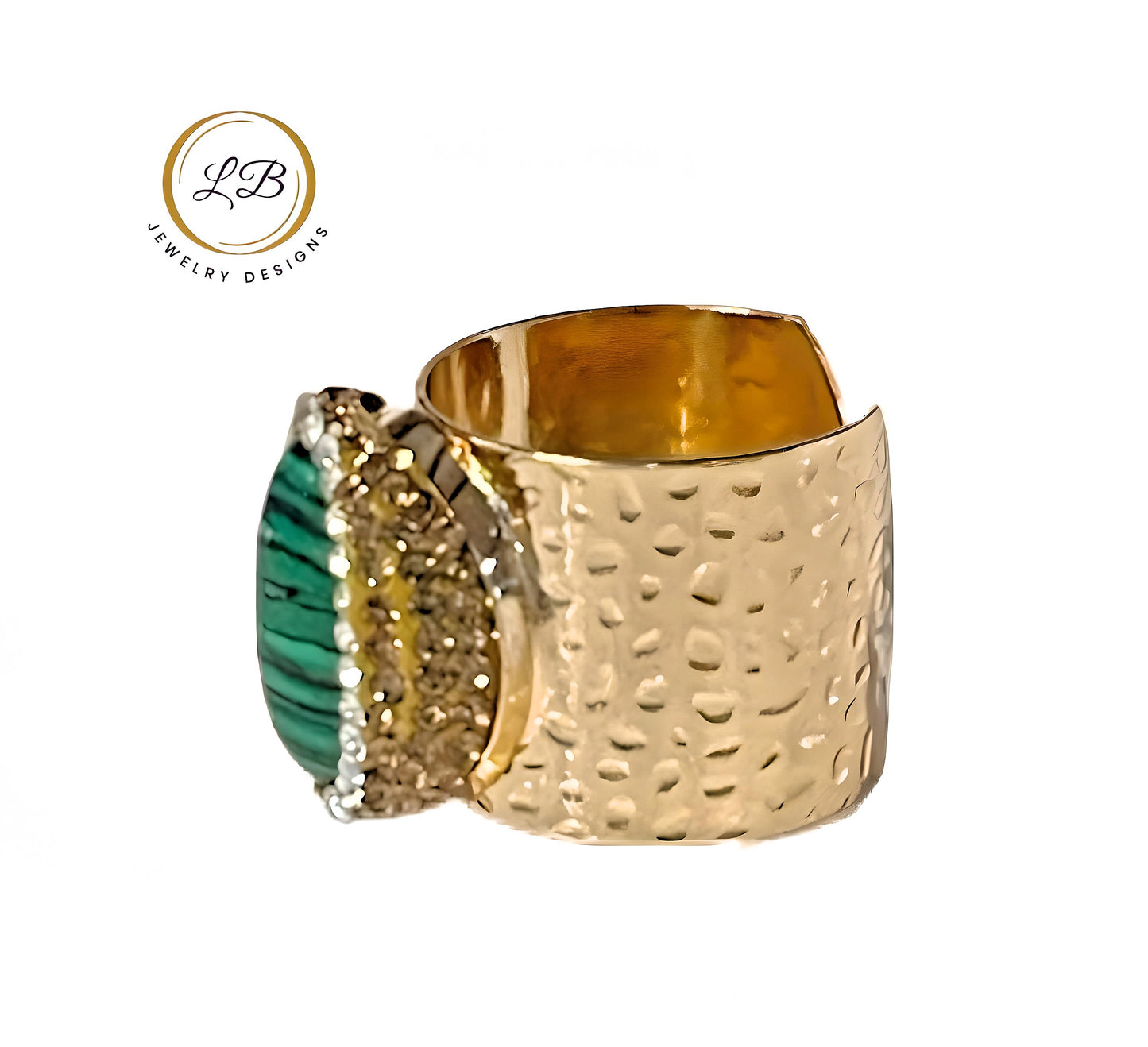 Green & Gold Malachite Cigar Ring