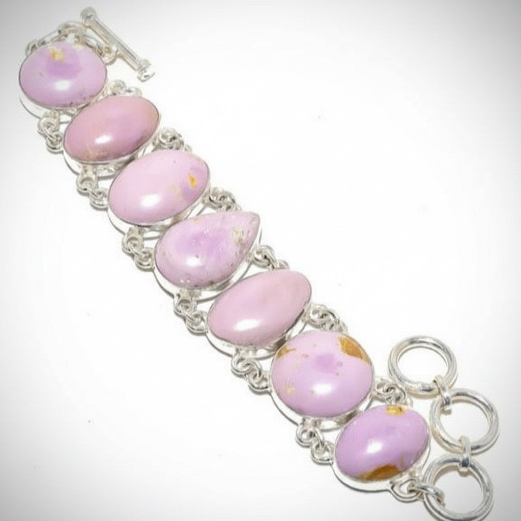 Capri Phosphosiderite Sterling Silver Statement Bracelet | Orchid Lavender Gemstone Bracelet