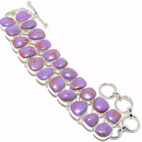 Sterling 2024 Silver Turquoise and Amethyst toggle bracelet