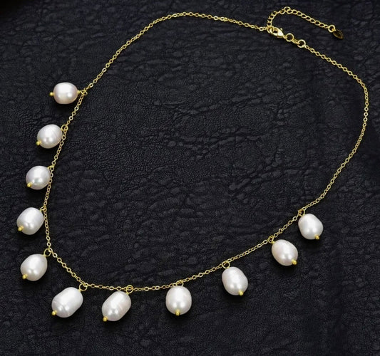 Freshwater Rice Pearls 18k Gold-Filled Chain Pendant Necklace 18”