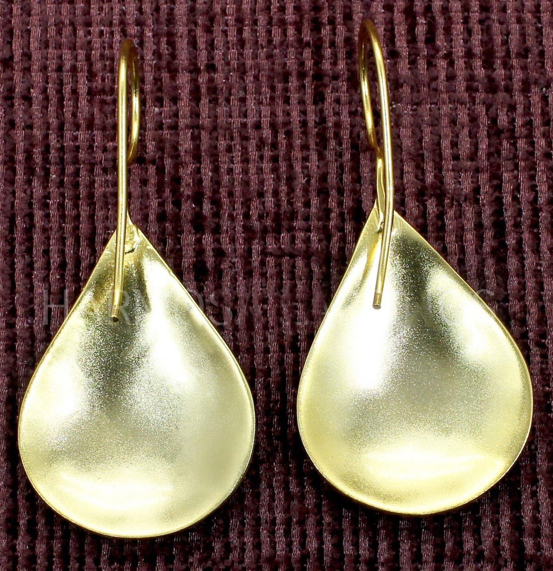 Hammered Teardrop Gold Dangle Earrings 2"