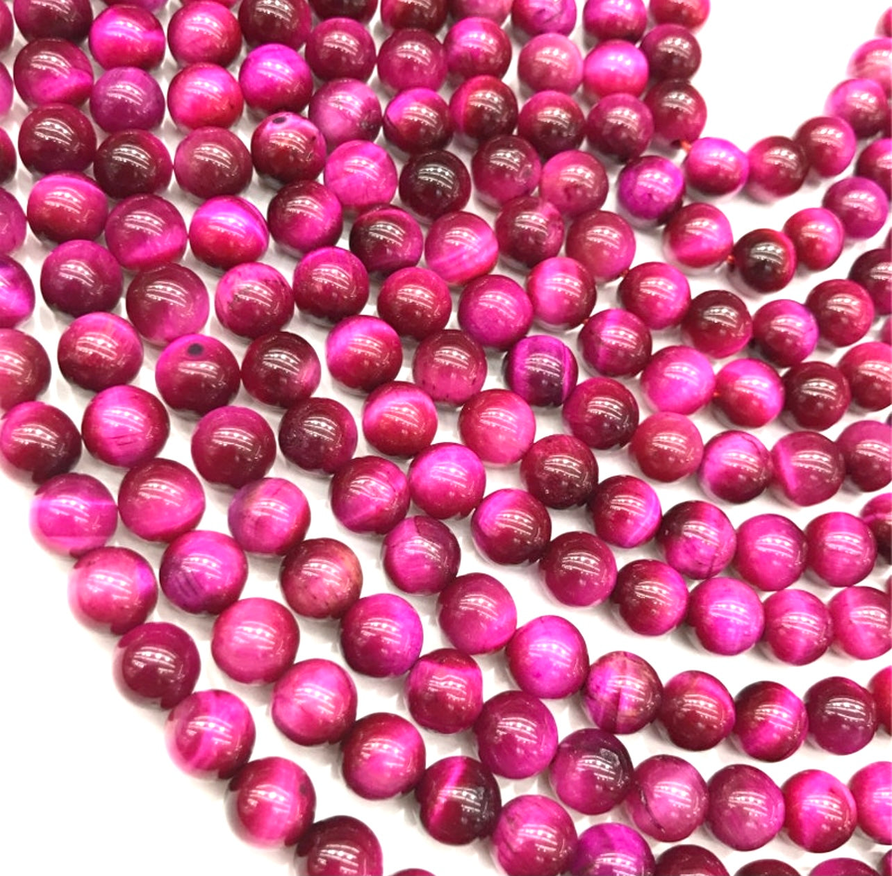 Vivid Fuchsia Tiger’s Eye and Baroque Pearl Pave Pendant Statement Necklace 18"