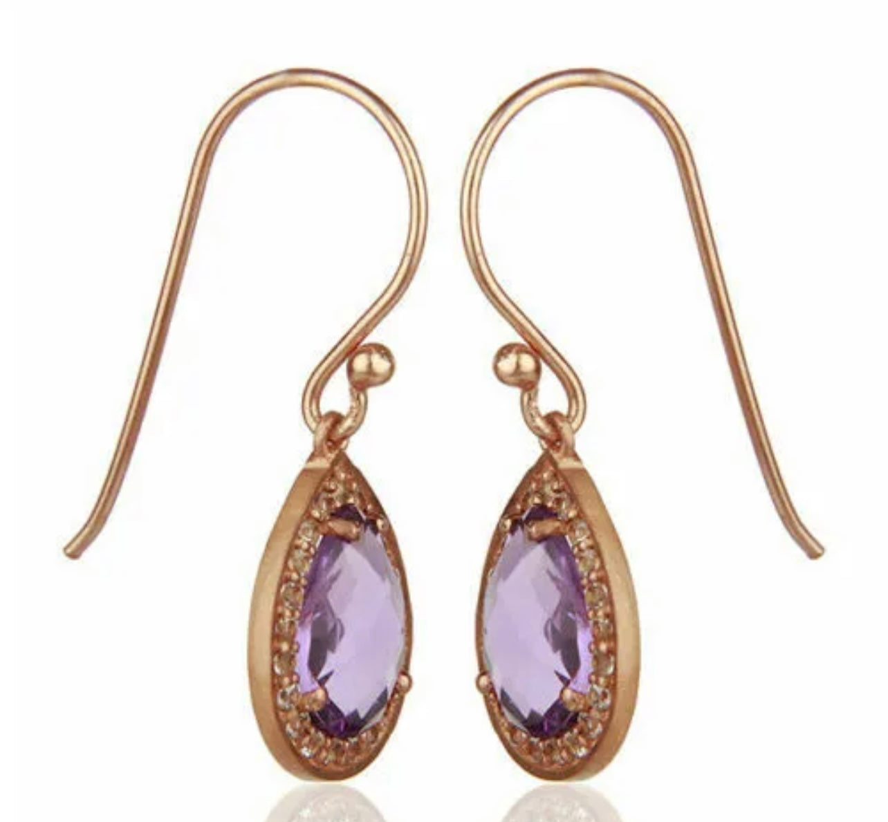 Light Purple Amethyst and White Topaz Gemstone Earrings 1”