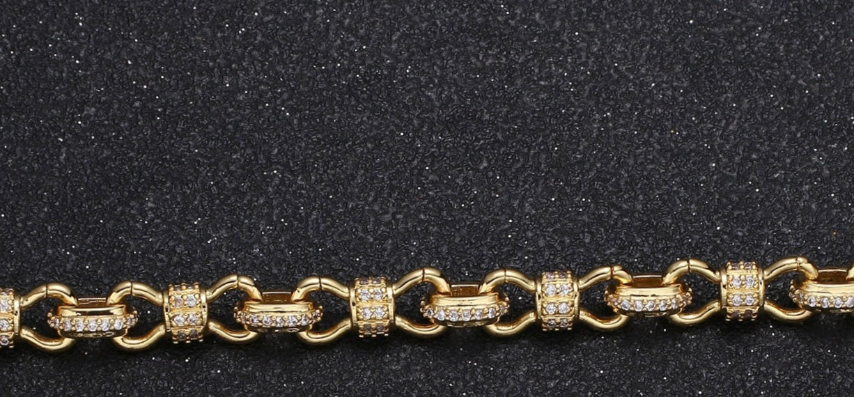 Gold Infinity Micro Pave Figure 8 Chain Necklace 22”