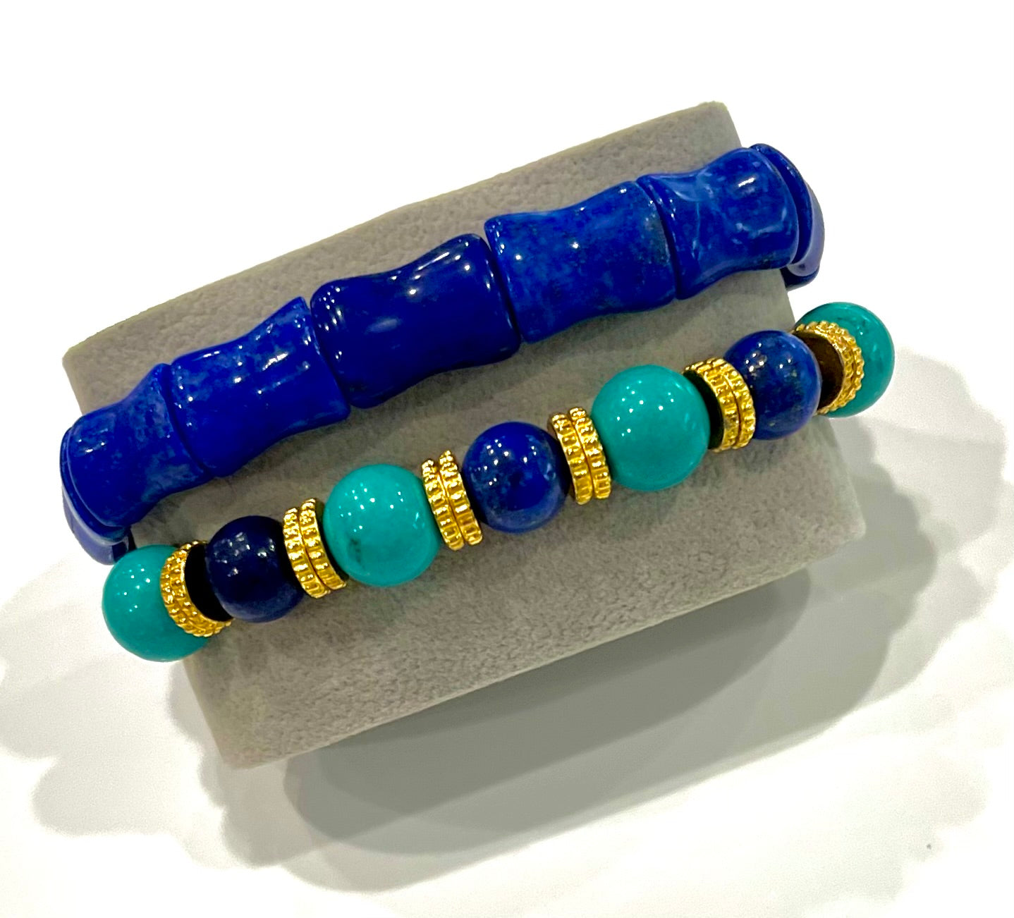 Lapis Lazuli & Turquoise Gold Bracelet Stack