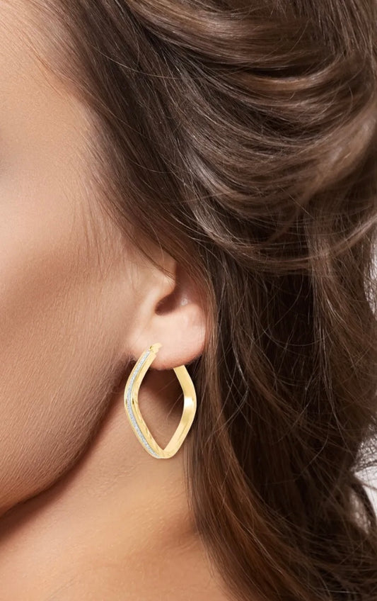 Two-Tone Sterling Silver & Gold Square Hoops 1.25”