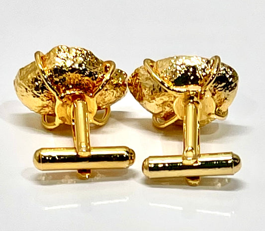 Black Druzy Geode 24k Gold Electroplated Cufflinks