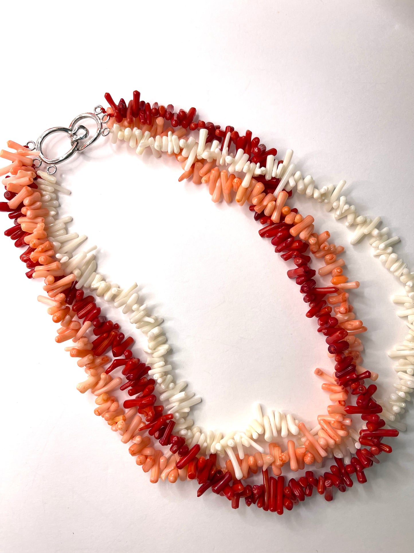 Irregular Sapling-Shaped Cluster, Triple-Strand Coral Statement Necklace