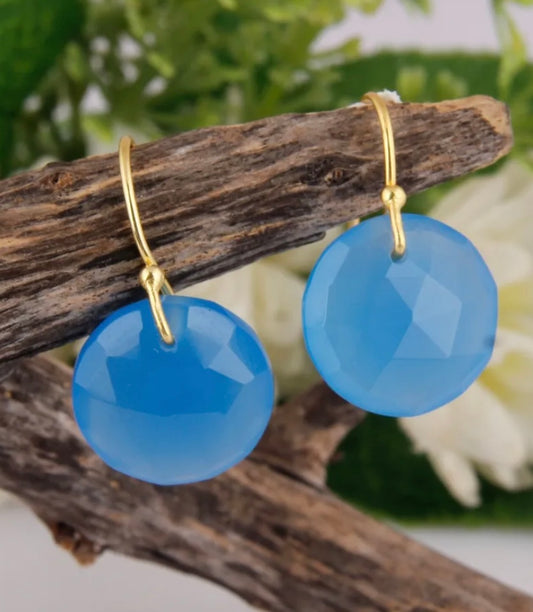 Multi-Gemstone Onyx and Chalcedony Gemstone Dangle Earrings 1.0