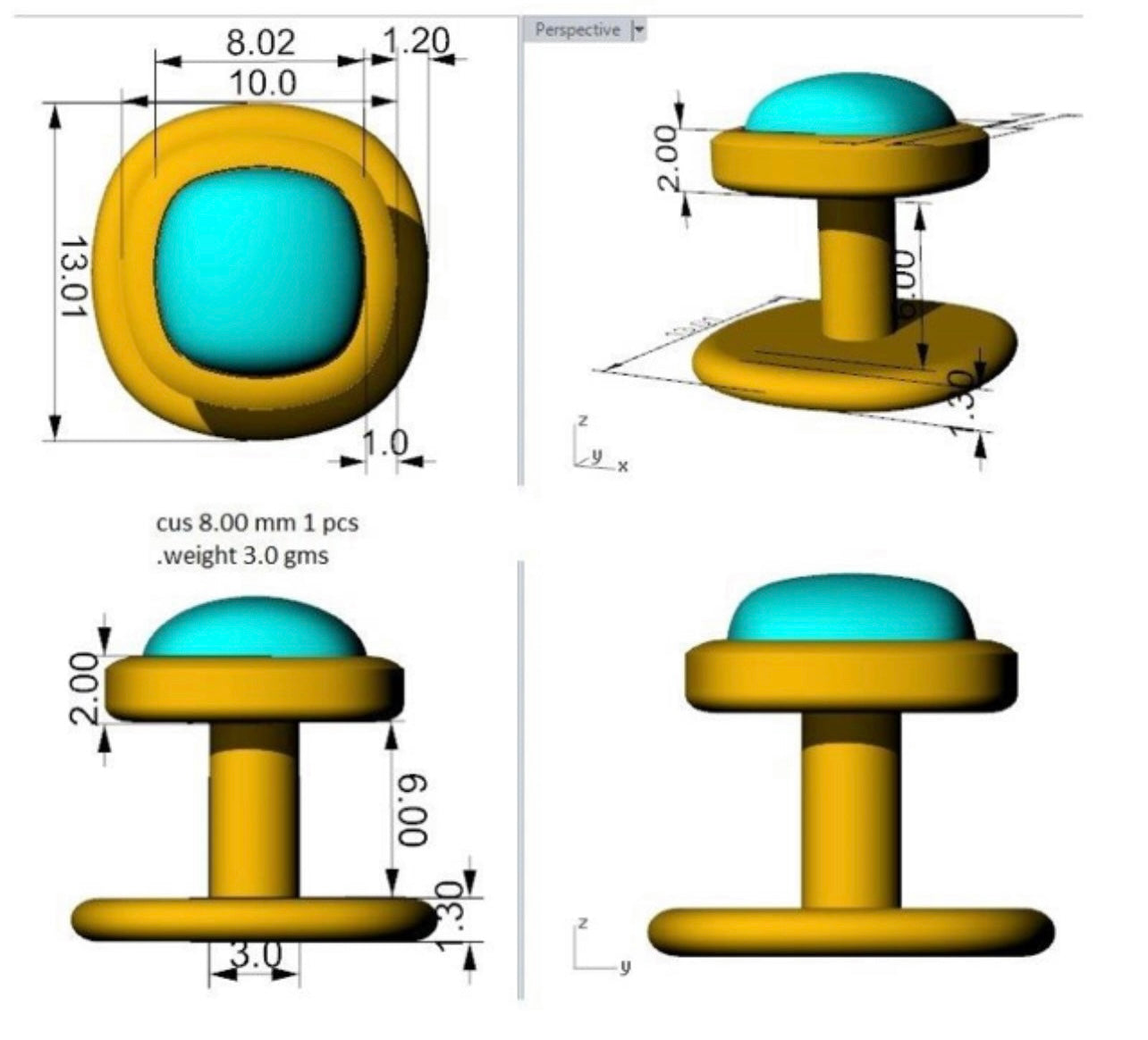 French Blue Chalcedony Gemstone Sterling Silver Cufflinks w/Engraved Logo