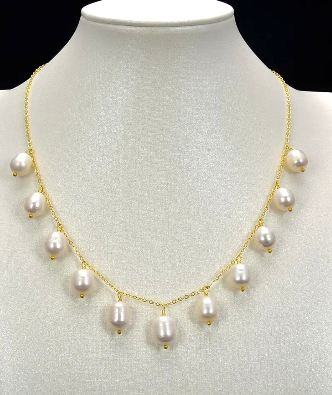 Freshwater Rice Pearls 18k Gold-Filled Chain Pendant Necklace 18”