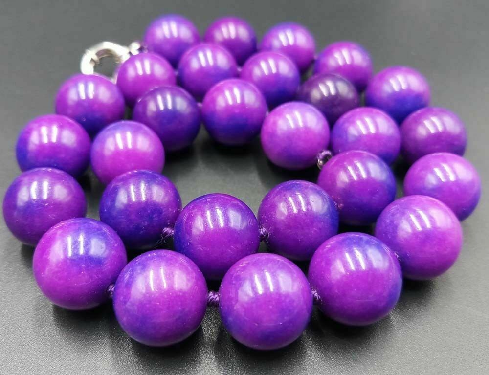 Royal Purple Sugilite Gemstone Double-Knotted Statement Necklace 18"