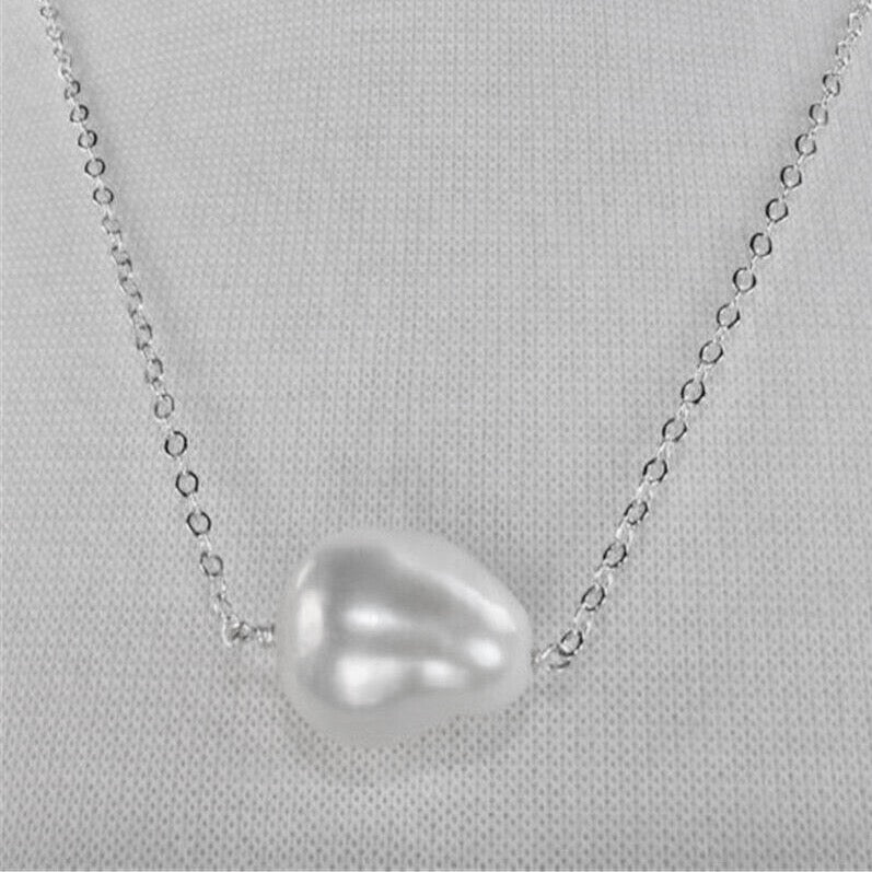 Timeless White Baroque Pearl Pendant Sterling Silver Chain Necklace