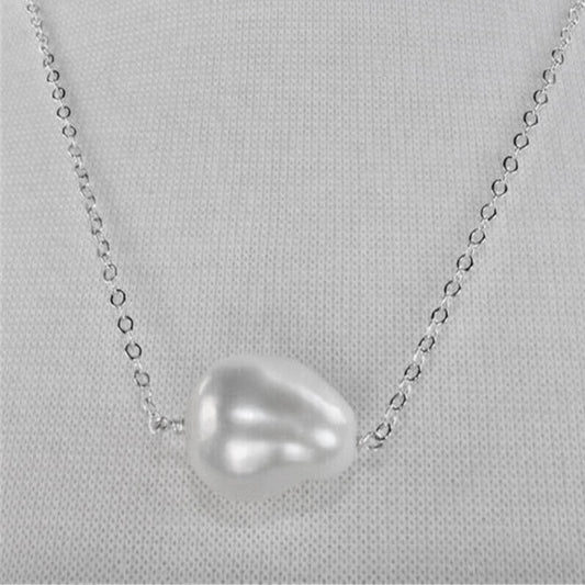 Timeless White Baroque Pearl Pendant Sterling Silver Chain Necklace