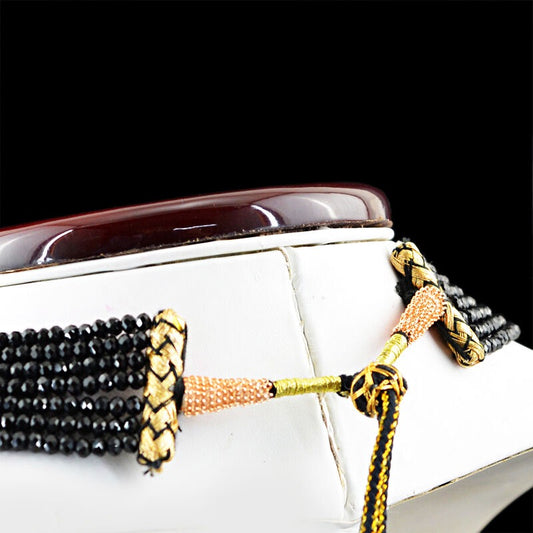 Sleek Black Spinel Gemstones Statement Necklace