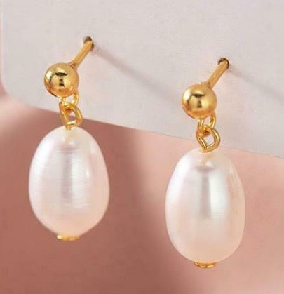 White South Sea Baroque Pearl Stud Earrings
