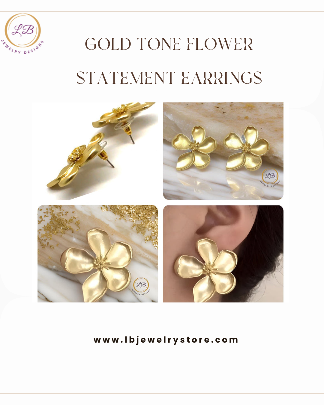 Gold Tone Flower Statement Earrings & Stunning Earring Styles to Try