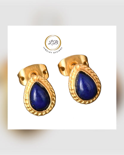 Petite Pear-Shaped Lapis Lazuli Gemstone Stud Earrings