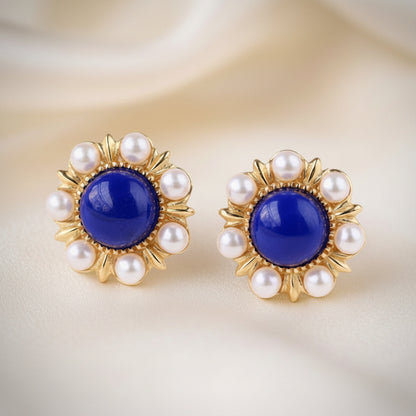 Capri Azure Lapis & Pearl Pendant Necklace, Stud Earrings & Bracelet Set – Gold Vermeil Coastal Luxury Jewelry