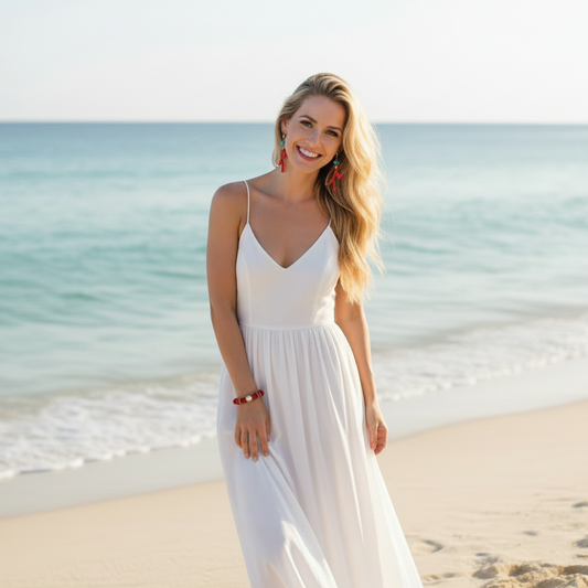 Capri Coral Branch Earrings & Bracelet Set – Turquoise, Pearl & Gold Luxury Resort Jewelry