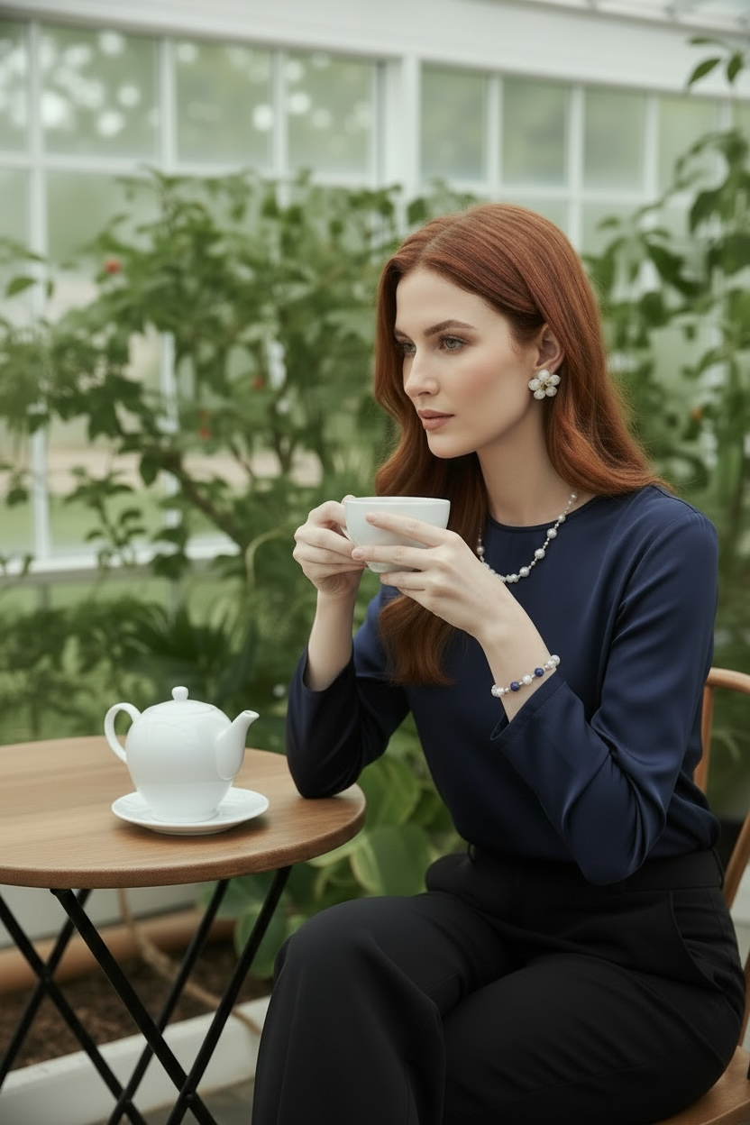 Pearl Petals & Lapis Lazuli Flower Statement Earrings 1"