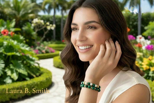 Malachite & Freshwater Pearl Bracelet Stack - Resort Jewelry