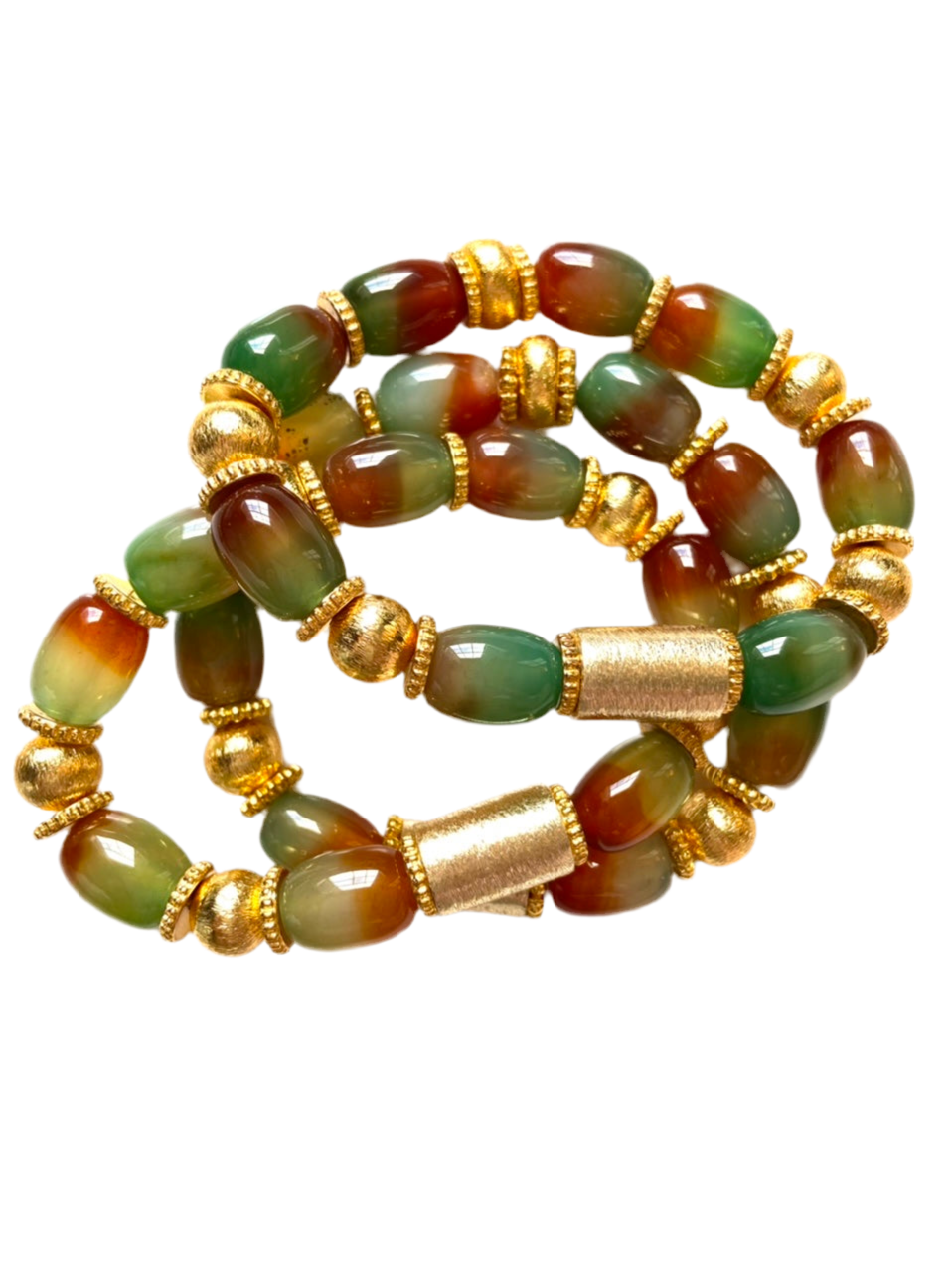 Agate Gemstone Bracelet with Brushed Gold Vermeil