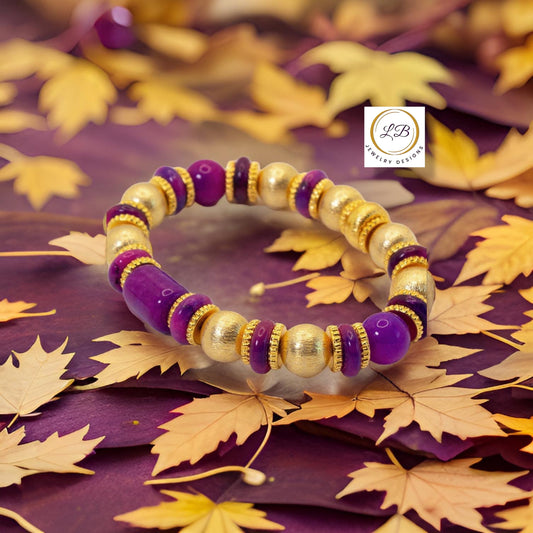 Purple Sugilite Gemstone 18k Brushed Gold Vermeil Bracelet