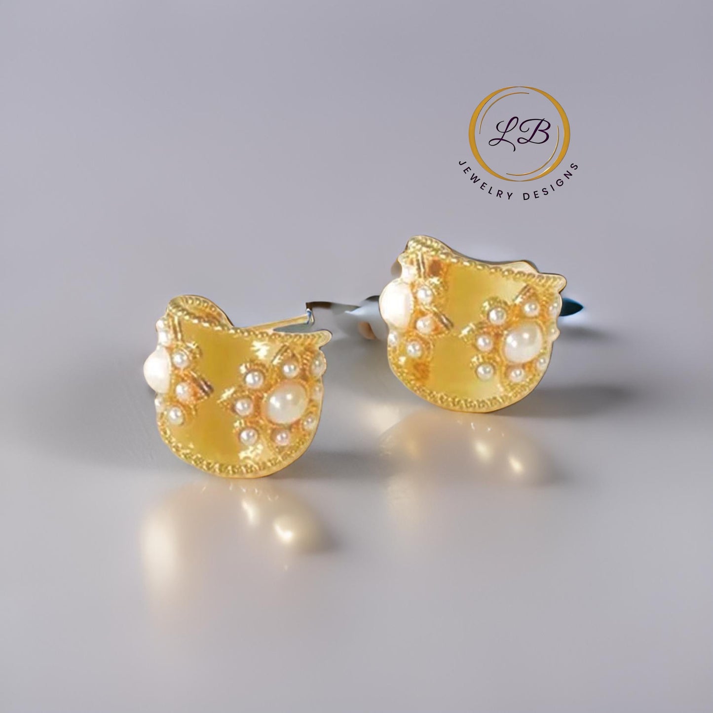 Pearl Huggie Gold Hoop Earrings