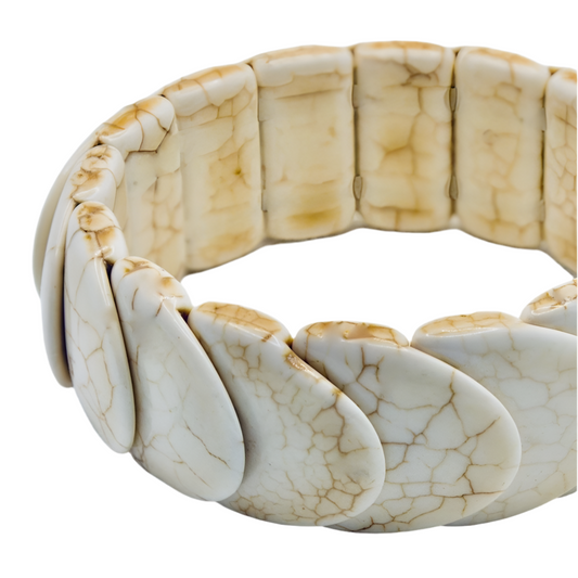 Creamy White Coral Gemstone Bangle Bracelet