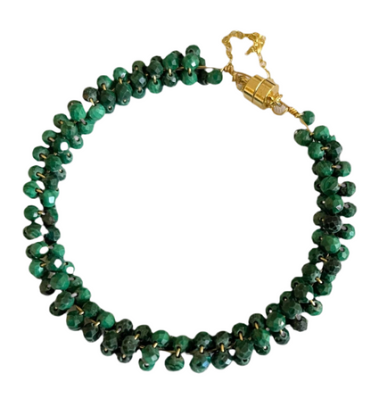 Malachite Gemstone Bangle Bracelet with Magnetic Clasp