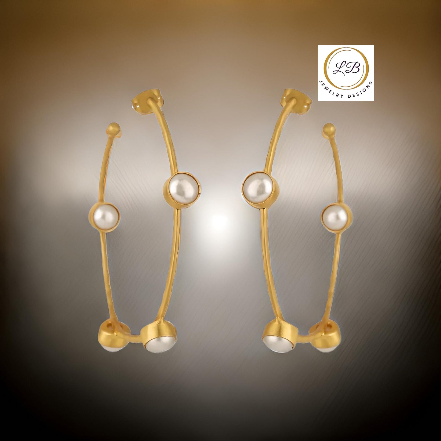 Oversized Pearl Inside-Out Pearl Gold Vermeil Statement Hoops 2.5”