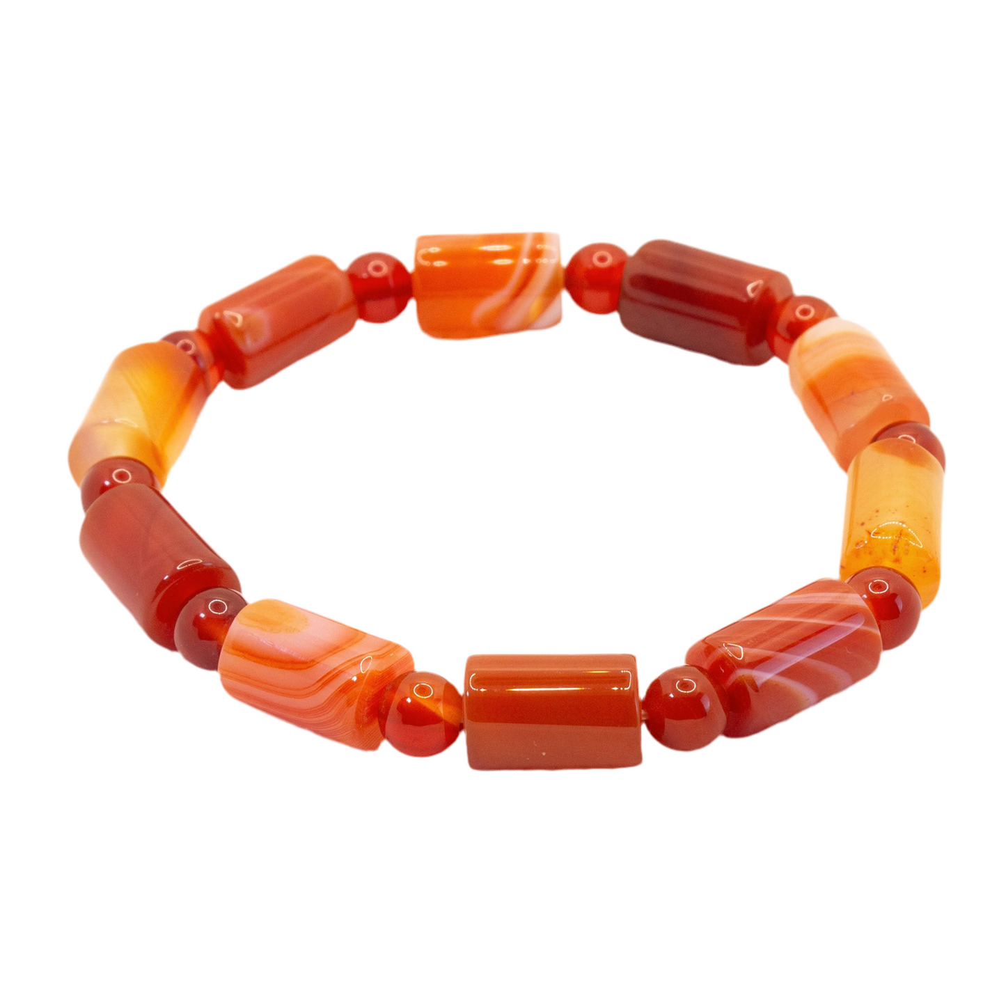Orange Carnelian Gemstone Beaded Bracelet