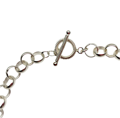 Matte Silver Rolo Cable Chain 10mm Toggle Chain Necklace 18”