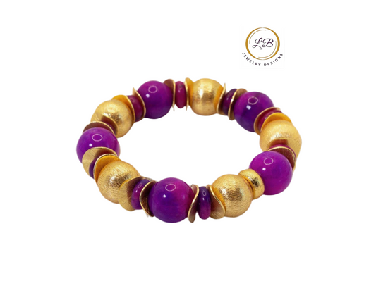 Violet Purple Sugilite Gemstone 18k Brushed Gold Vermeil Bracelet