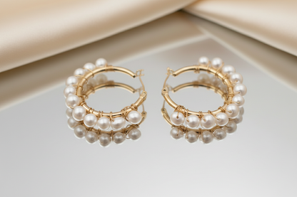 Montecito Coin Pearl Necklace & Hoop Earring Set - Coastal Luxury Jewelry