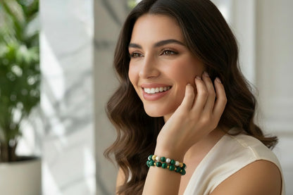 Malachite & Freshwater Pearl Bracelet Stack - Resort Jewelry