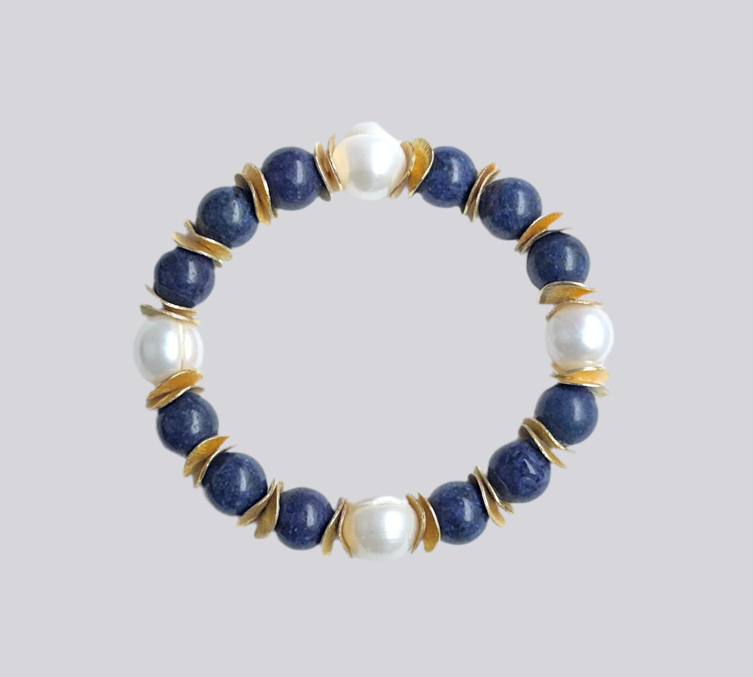 Lapis Lazuli & Pearl Beaded Bracelet